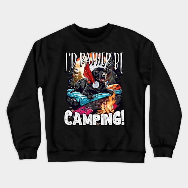 I'd Rather Be Camping, Cute Christmas Labrador Dog, Camper Glamper Crewneck Sweatshirt by NearlyNow